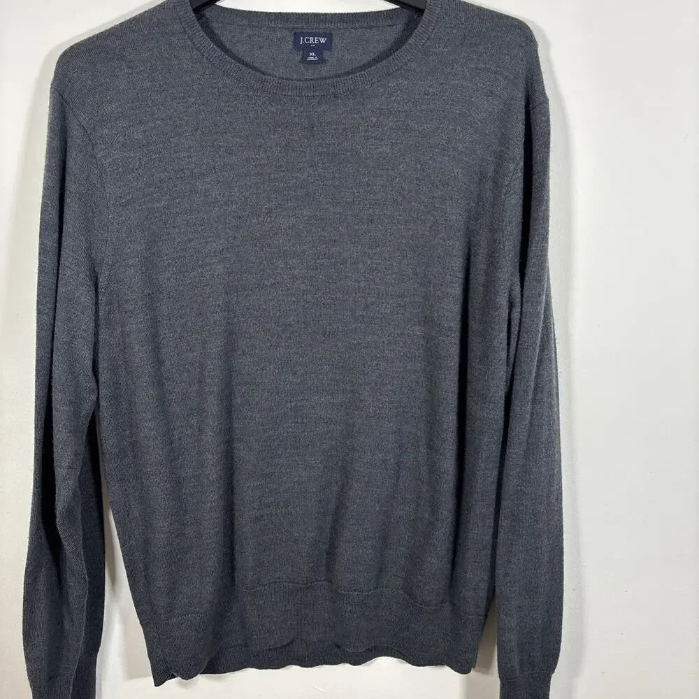 J Crew Merino Wool Acrylic Crewneck Sweater Size XL‎ Heather Blue Lightweight